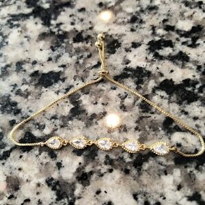 Gold Plated Adjustable Rhinestone Bracelet